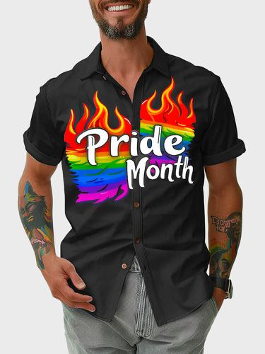 Chemises à manches courtess Colorful Flame avec lettres imprimées - Newchic - Modalova