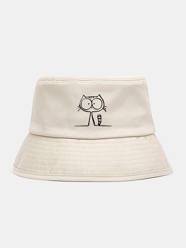 Unisex Cotton Cloth Cute Cat Pattern Casual Ourdoor Sunshade Foldable Flat Caps Bucket Hats - Collrown - Modalova