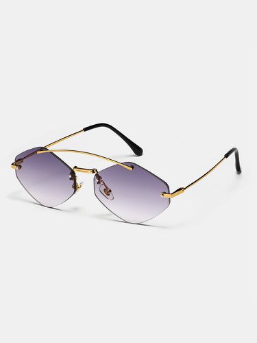 Unisex Fashion Simple Outdoor UV Protection Metal Diamond Frameless Sunglasses - Newchic - Modalova