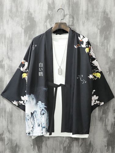Kimonos amples à manches mi-longues et imprimé paysage florals - Newchic - Modalova