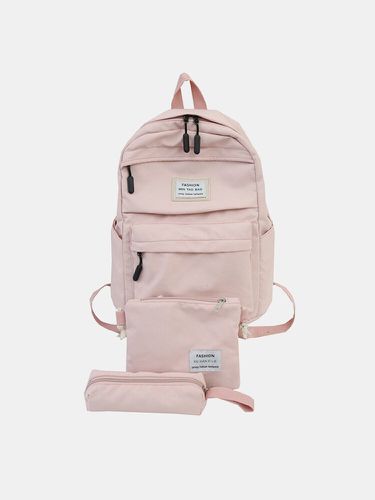 S 3PCS Solid Bag Backpack Casual School Bag - Newchic - Modalova