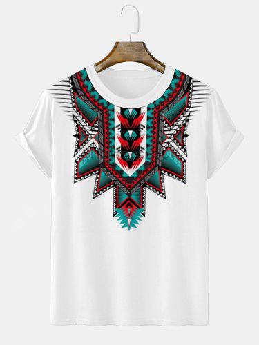 T-shirts à manches courtes et col ronds, imprimé ethnique Totem, hiver - Newchic - Modalova