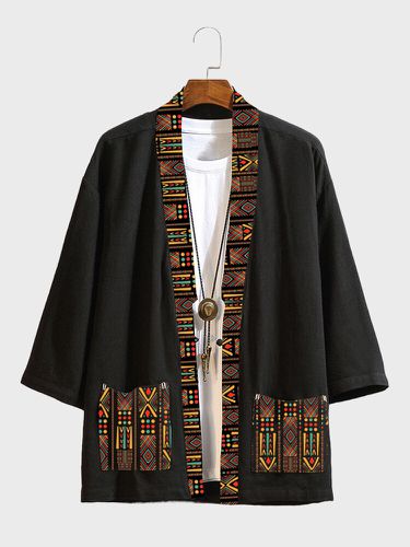Kimono ample à imprimé ethniques, ouvert sur le devant, manches 3/4 - Newchic - Modalova