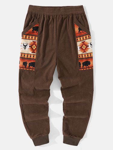 Pantalon ample à motif ethnique en velours côtelés - ChArmkpR - Modalova