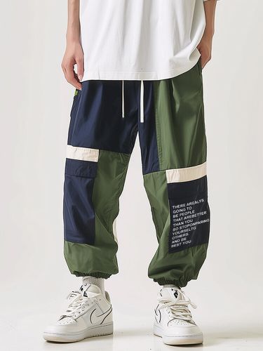 Pantalon ample à cordon de serrage en patchwork de blocs de couleurs impriméss - Newchic - Modalova
