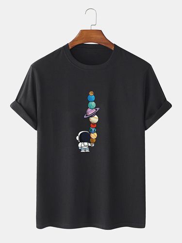 T-shirts fins et ampless, 100% coton, couleur unie, imprimé d'astronaute de dessin animé - ChArmkpR - Modalova
