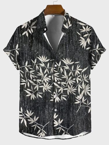 Chemises à manches courtes boutonnées à imprimé feuille de plantes - Newchic - Modalova