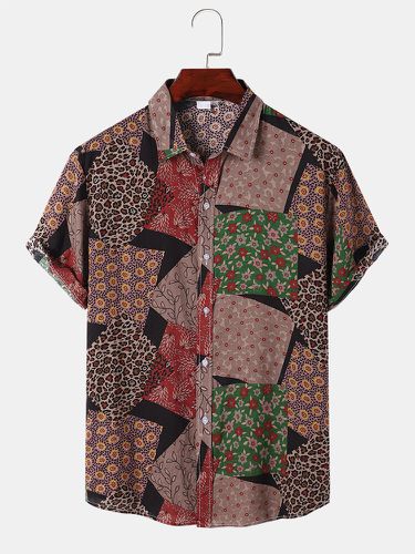 Mens Floral & Leopard Graphics Holiday Short Sleeve Shirts - Newchic - Modalova