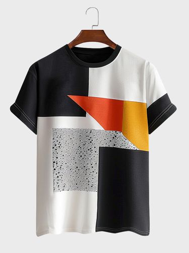 T-shirts à manches courtes en patchwork de blocs de couleurs irrégulierss - Newchic - Modalova