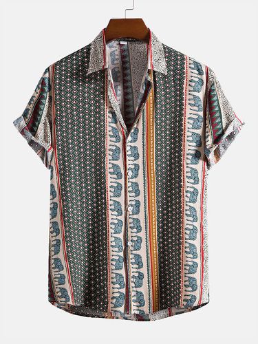 Chemises à manches courtes de style ethnique à imprimé éléphant tribals - ChArmkpR - Modalova