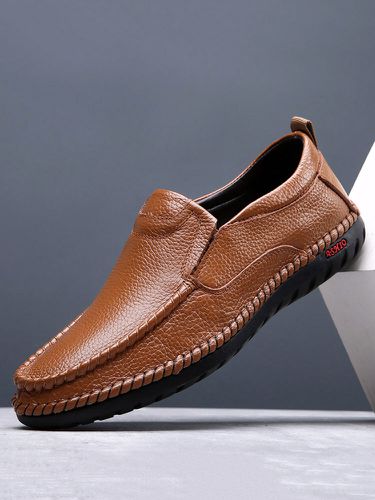 Men Hand Stitching Soft Driving Loafers Slip On Business Casual Shoes - Menico - Modalova