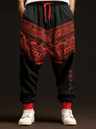 Pantalon de taille à cordon de serrage en Patchwork imprimé géométrique japonaiss hiver - ChArmkpR - Modalova