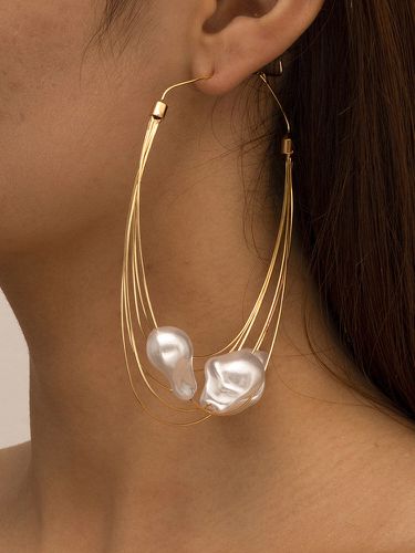 Boucles d'oreilles à pendentif perle à la mode Boucles d'oreilles cercle en métal multicouche tempérament - Newchic - Modalova