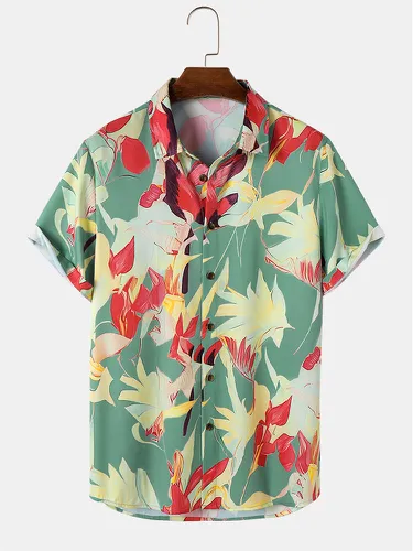 Chemises à manches courtess, imprimé plantes tropicales, vacances hawaïennes - ChArmkpR - Modalova