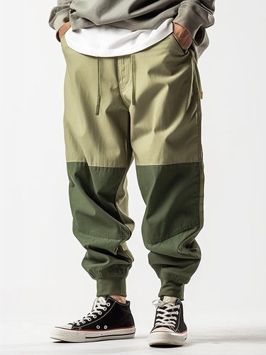 Pantalon ample décontracté en Patchwork bicolores, cordon de serrage à la taille, hiver - ChArmkpR - Modalova