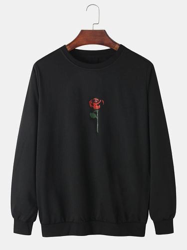 Sweat-shirts décontractés à col rond et coton imprimé roses - Newchic - Modalova