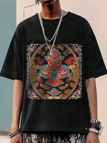 T-shirts à manches courtes et col ronds avec imprimé ethnique - Newchic - Modalova