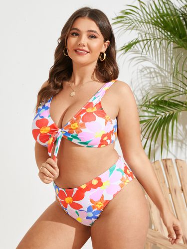 Bikini de maillot de bain à nouer dos nu à fleurs multicolore de grande taille - icurvee - Modalova