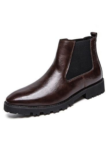 Men Vintage Elastic Slip-on Business Leather Ankle Chelsea Boots - Newchic - Modalova