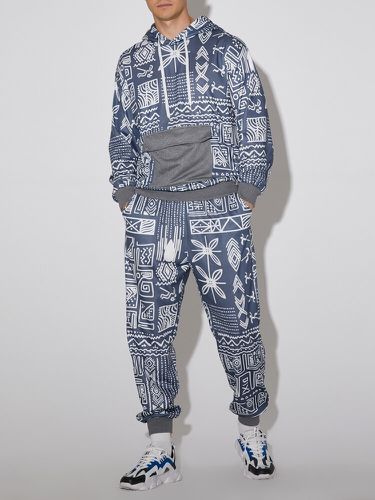 Sweat à capuche imprimé géométrique ethniques tenues décontractées deux pièces avec pantalons de survêtement - ChArmkpR - Modalova