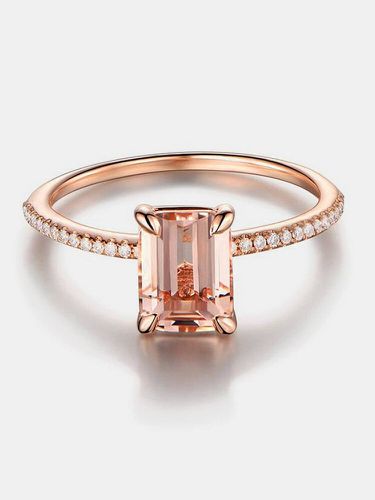Bague élégante en or rose 18 carats en or Zircon anneaux géométriques simples mains bijoux pour femmes - Newchic - Modalova