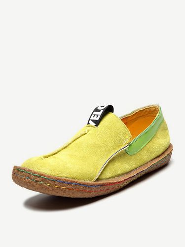 Suede Pure Color Slip On Stitching Flat Soft Shoes For Women - Lostisy - Modalova