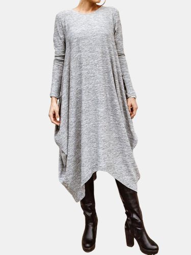 Drop Solid Color Irregular Plus Size Casual Dress - ZANZEA - Modalova