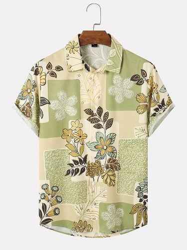 Mens Flower Plants Print Holiday Short Sleeve Shirts - Newchic - Modalova