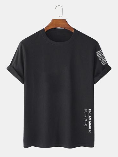T-shirts à manches courtes et col rond imprimé lettres japonaisess - Newchic - Modalova