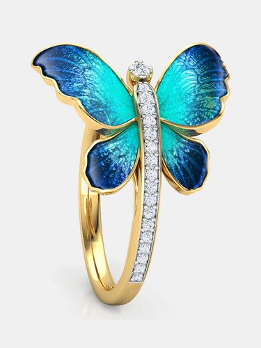 Bague Vintage Insecte Femme Bague Gradient Papillon Diamant Bague Bijoux Cadeau - Newchic - Modalova