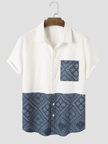 Mens Paisley Print Patchwork Cotton Short Sleeve Shirts - ChArmkpR - Modalova