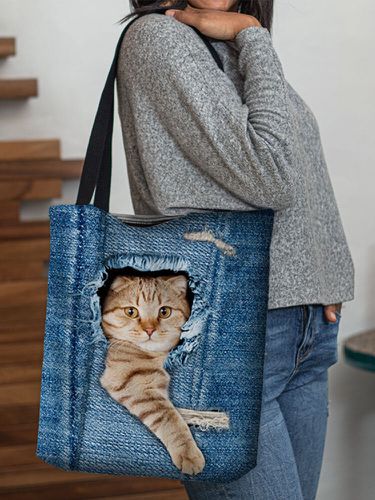 Animal Creative Cartoon Cute Cat Casual Style Handbag - Socofy-1 - Modalova