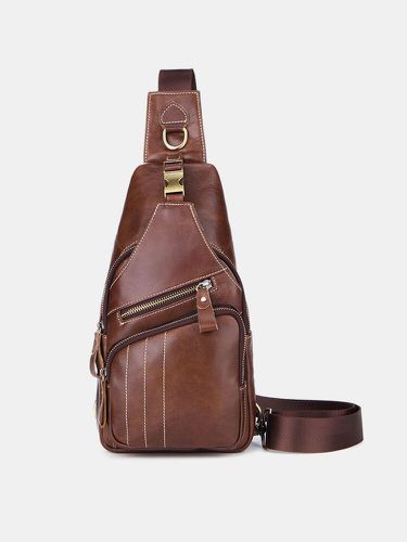 Men Genuine Leather Multi-pockets Crossbody Bag Chest Bag Sling Bag - Newchic - Modalova