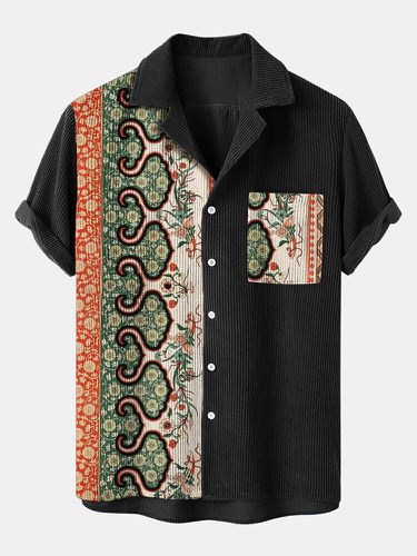 Chemises à manches courtes en velours côtelé à imprimé floral ethniques - ChArmkpR - Modalova