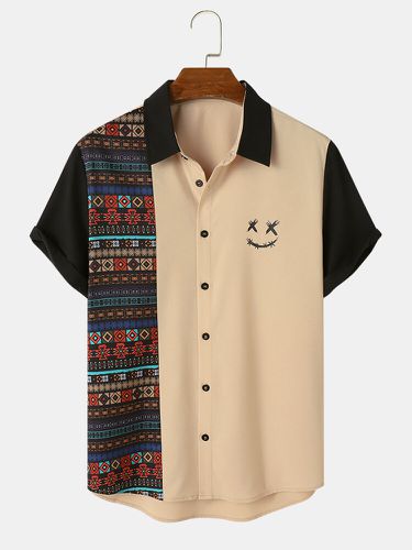 S Colorful Chemises à manches courtes patchwork géométriques et souriantes - ChArmkpR - Modalova
