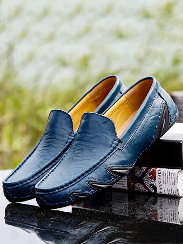 S Comfort Round Toe Soft Slip On Casual Chaussures de conduite en cuir - Newchic - Modalova