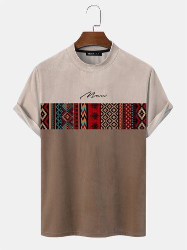 T-shirts à manches courtes à col montant et motif géométrique vintages - Mensclo - Modalova