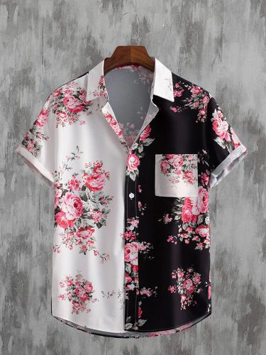Chemises décontractées à manches courtes avec col à revers et imprimé florals - Newchic - Modalova