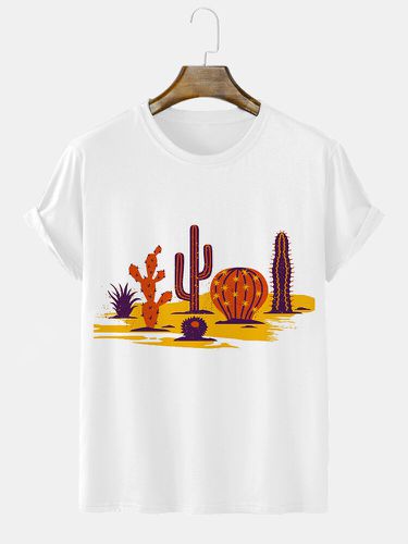 T-shirts à manches courtes et col rond imprimé cactuss - Newchic - Modalova