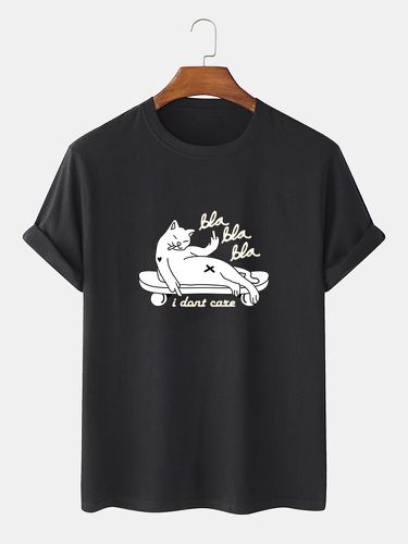 T-shirts à manches courtes et col rond imprimés avec slogan de chat de dessin animés, hiver - ChArmkpR - Modalova