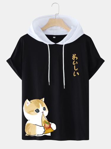 T-shirts à capuche à manches courtes imprimé japonais Pizza Cats - Mensclo - Modalova