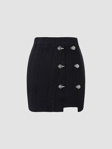 Mini-jupe en tricot à ourlet asymétrique et décor métallique - RINSTA - Modalova