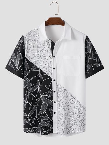 Chemises à manches courtes patchwork à imprimé feuilless - ChArmkpR - Modalova