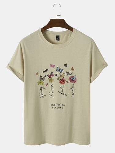 S Butterfly & Sketches Lettre Imprimer Loisirs T-shirts assortis pour la peau - Limespar - Modalova