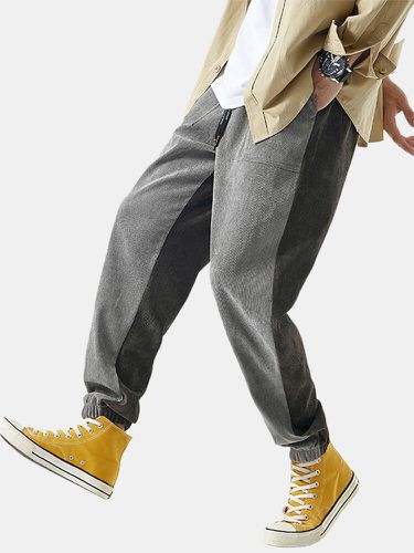 Pantalon de jogging décontracté ample à la taille avec cordon de serrage en molleton de cotons - Newchic - Modalova