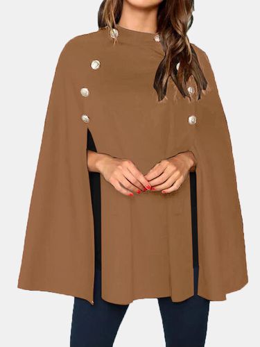 Manteau de cape à boutons latéraux de couleur unies - ZANZEA - Modalova