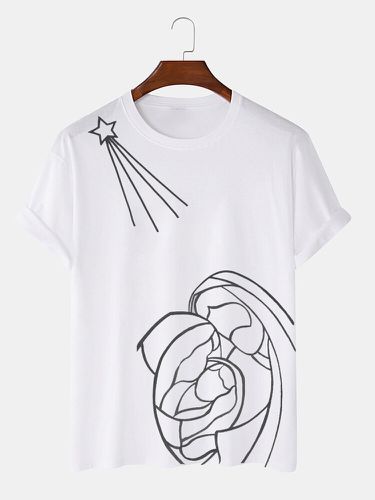 T-shirt à manches courtes et col ras du cou, vêtement décontracté, avec image de Jésus, de noël, d'hiver - ChArmkpR - Modalova