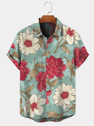 Chemises à manches courtes de vacances hawaïennes à revers à imprimé florals - ChArmkpR - Modalova
