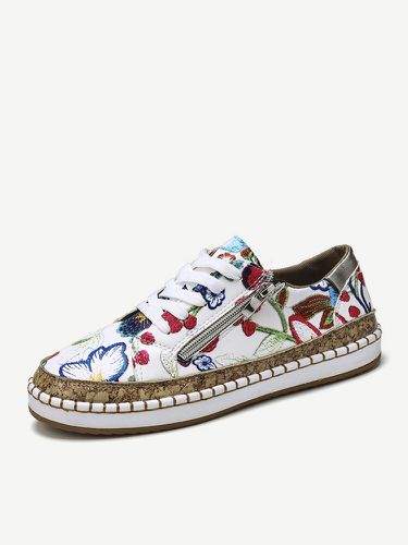 Large Size Women Folkways Printing Comfy Wearable Casual Chunky Low top Flats - Lostisy - Modalova