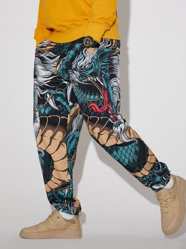 Pantalon de jogging à cordon de serrage à imprimé dragons avec poche - Newchic - Modalova